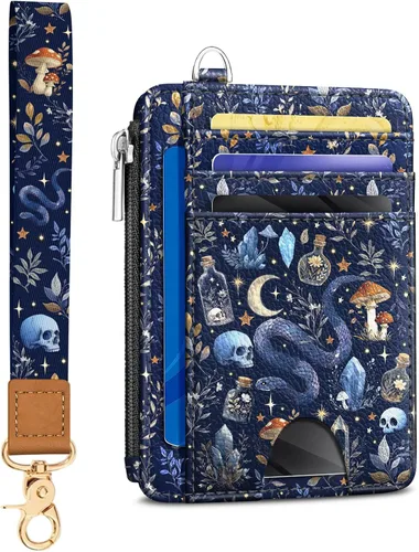 Vista 40 de Kelvoris Tarjetero pequeño para mujer, cartera delgada con bloqueo RFID, llavero con bolsillo para monedas con cremallera, bolsillo frontal