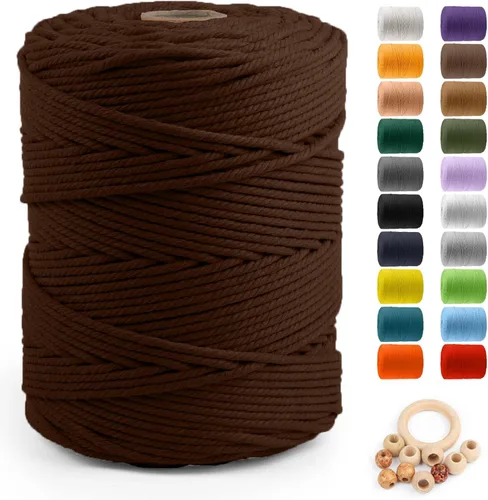 Vista 17 de ZUEXT Cordón de algodón para macramé de 4 mm x 500 m, ZUEXT Cordones trenzados naturales hechos a mano en verde manzana de 4 hebras, cuerda de lana