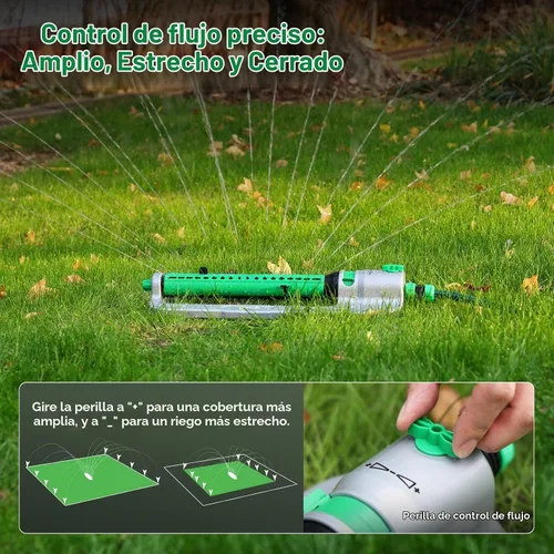 Vista 4 de RESTMO - Rociador oscilante resistente con base de metal estable 18 Durable Nozzles, Adjustable Flow & Width & Coverage, Lawn Sprinkler & Garden