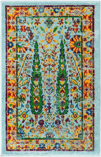 Vista 3 de Unique Loom Calypso Collection - Alfombra rectangular de 2 x 3 pies, color aguamarina y azul marino