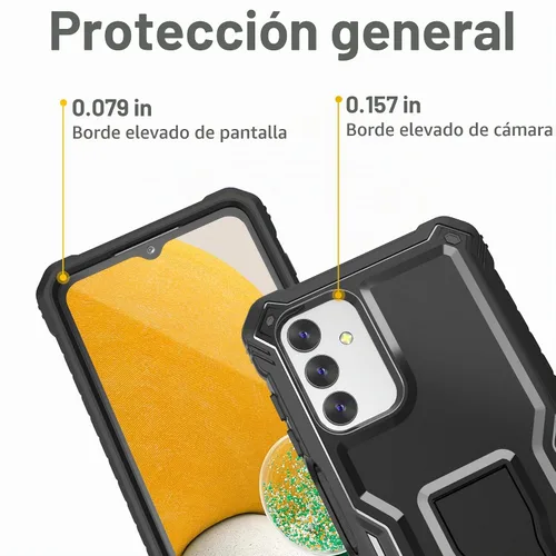 Vista 2 de FITO Funda para Samsung Galaxy A13, doble capa a prueba de golpes resistente con protector de pantalla de vidrio para teléfono Samsung A13 5G Negro