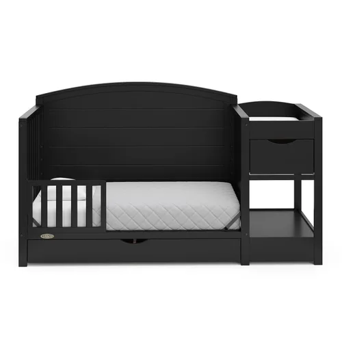 Vista 12 de Graco Bellwood - Cuna convertible 5 en 1 y cambiador con cajón (negro) - Certificado GREENGUARD Gold, cajón de almacenamiento de tamaño completo, se