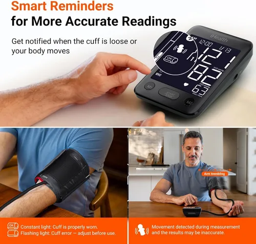 Vista 4 de iHealth Accu Monitor de presión arterial – Pantalla LCD grande de 4.5", clínicamente precisa, alerta de latidos cardíacos irregulares, detección