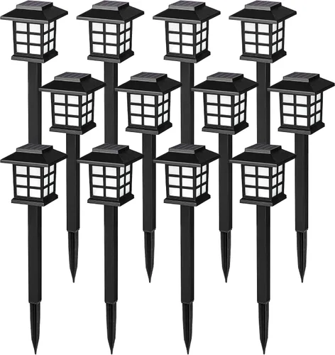 Vista 9 de SOLPEX Luces Solares para Exteriores, Paquete de 12 Luces Solares para Senderos, Luces de Pasarela para Exteriores, Luz de Jardín, Senderos Blanco