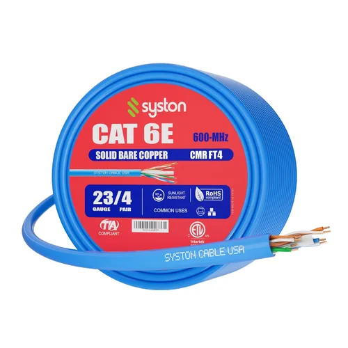 Vista 47 de Cable de Internet Ethernet Cat6e – 10 pies, 600 MHz 23AWG de alambre de cobre sólido desnudo apto para exteriores/interiores, sin extremos de 10