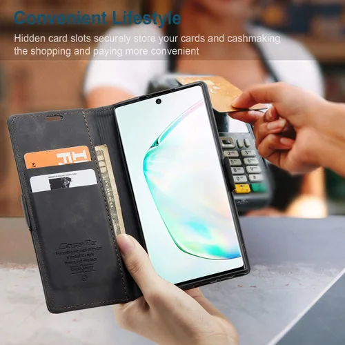 Vista 8 de Funda para Samsung Galaxy Note 10, funda tipo cartera para Galaxy Note 10, funda protectora de piel sintética con soporte magnético y ranuras