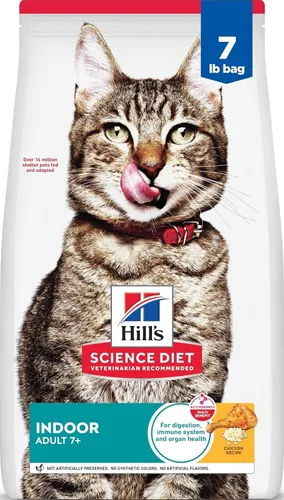 Vista 16 de Hill’s Science Diet Alimento seco para gatos de interior., Adultos 7+ # 1 recomendado por veterinarios, receta de pollo, 3.5 libras. Bolsa