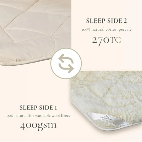 Vista 7 de Sleep & Beyond myDual Pad, 100% lavable y reversible de lana, tamaño individual 39 x 76 pulgadas
