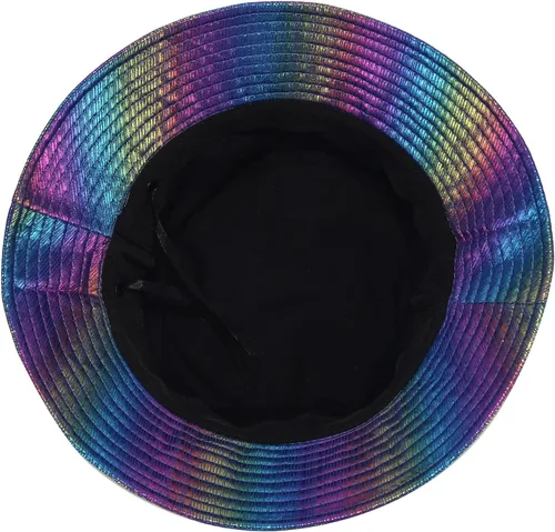 Vista 4 de IHAUIUE Sombrero de pescador metálico de poliuretano, de color sólido, reversible, plegable, sombreros de sol para mujeres y hombres
