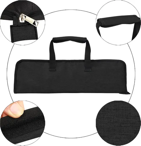 Vista 3 de Bolsa de rollo para cuchillos de chef, bolsa de cuchillo de chef Oxford resistente, estuche portátil para cuchillos de chef de 13 ranuras