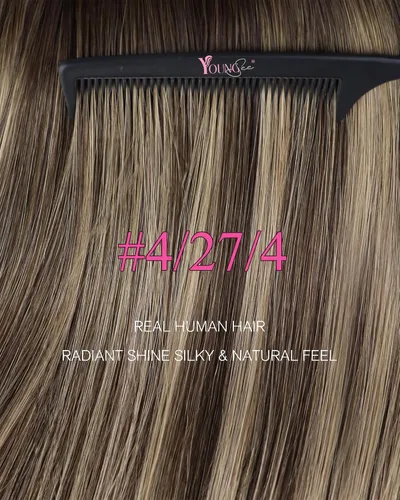 Vista 159 de YoungSee Extensiones de Cabello Humano con Cinta Balayage Extensiones de Cabello con Cinta Marrón Oscuro Extensiones de Cabello con Cinta Ombre