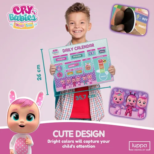 Vista 2 de Cry Baby My First - Calendario magnético para niños, aprendizaje atractivo, horario reutilizable y divertido gráfico de tareas, rutina diaria