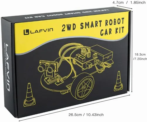 Vista 8 de Kit de chasis de coche robot inteligente LAFVIN 2WD con módulo ultrasónico, placa R3, compatible con control remoto y Arduino IDE, kit de bricolaje