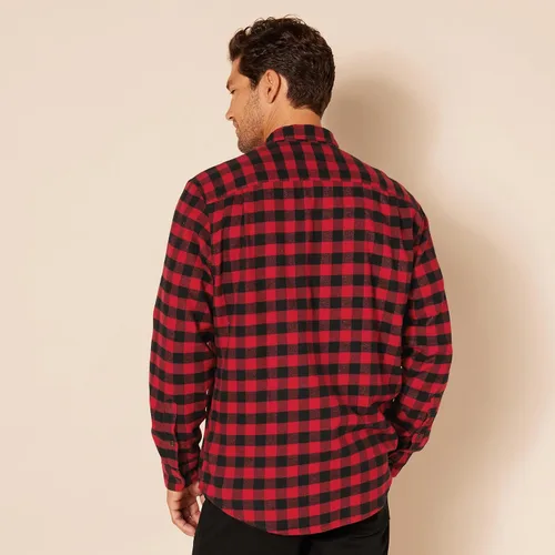 Vista 3 de Tienda Essentials Camisa de franela de manga larga para hombre (disponible en tallas grandes y altas)