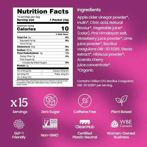 Vista 2 de Blume SuperBelly Paquetes de Salud Intestinal e Hidratación Para Llevar, Compatible con GLP-1, Sin Azúcar, con Prebióticos, Probióticos, Vinagre