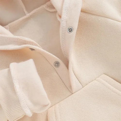 Vista 4 de Hoanselay Ropa de otoño e invierno para recién nacido, sudadera con capucha, mameluco de manga larga, mameluco cálido y sólido