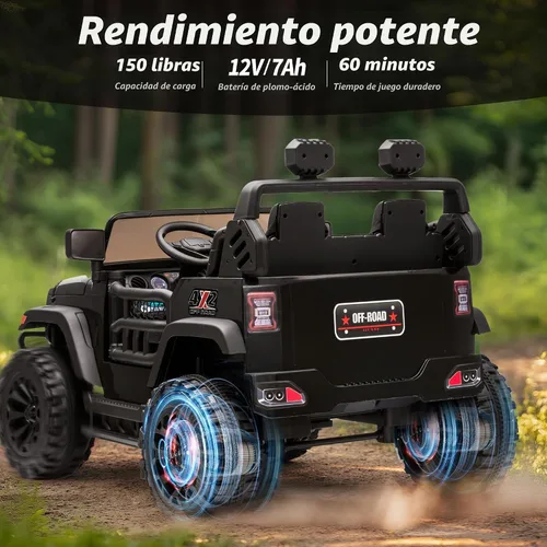 Vista 3 de Hikiddo - Coche eléctrico de 2 plazas, juguete eléctrico de 12 V para niños grandes de 4 a 8 años