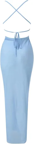 Vista 3 de SNKSDGM Womens Crochet Cover Ups Casual Loose Sleeveless Swimsuit Coverups Long Hollow Out T-Shirt Beach Dress Tank