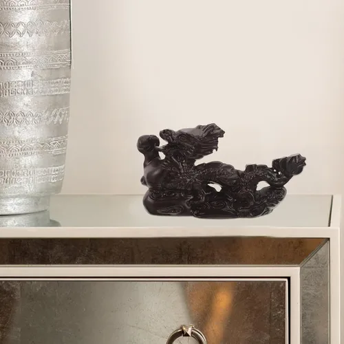 Vista 8 de Estatua de dragón chino – Figura de dragón tallada a mano de madera – Estatua de dragón de año nuevo chino 2024 de 4.7 in Fengshui Escultura