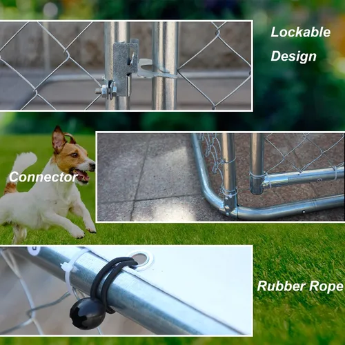 Vista 6 de Perrera para perros al aire libre grande corralito galvanizado resistente al aire libre para perros corral para perros corral para perros con jaula