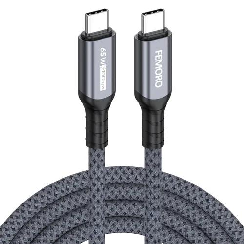 Vista 10 de Cable de datos USB C a USB C, 1.5 pies de transferencia de datos corta de 10 Gbps de carga de 65 W