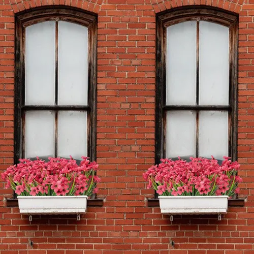 Vista 3 de 6 paquetes de flores artificiales de orquídea, vegetación artificial falsa, resistente a los rayos UV, no se decolora, flores de plástico sintético