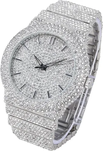 Vista 3 de ICE STAR Reloj de diamantes totalmente helado para hombre, caja de 1.811 in