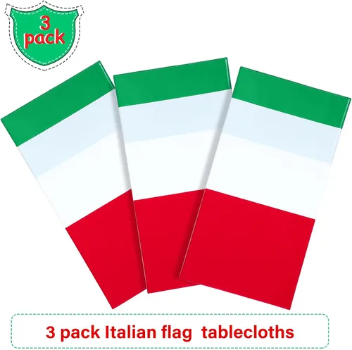 Vista 4 de Tatuo - Mantel de plástico con diseño de bandera italiana, 3 piezas, 54 x 108 pulgadas, rectangular, desechable, para fiestas, reuniones familiares