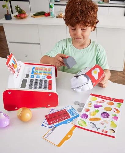 Vista 9 de Hape Caja registradora Beep 'n' Buy Caja registradora de juguete de juego de rol para niños, para niños a partir de 3 años