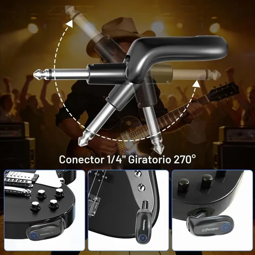 Vista 3 de Sistema de guitarra inalámbrico, transmisor de audio y receptor de carga