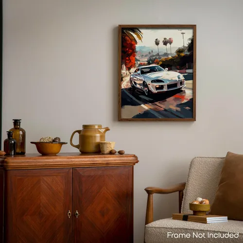 Vista 6 de Inspirational Wall Art Co. - Confident Póster Toyota Supra 1994 - Póster de automóvil para habitación de niños - Decoración de pared del automóvil