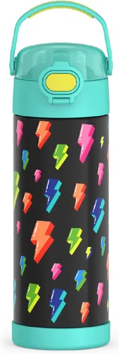 Vista 14 de THERMOS FUNTAINER Botella de acero inoxidable con aislamiento al vacío de 16 onzas con tapa ancha de canalón, Rosa Neón
