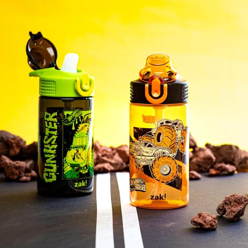 Vista 2 de Zak Designs Hot Wheels Sage - Botella de agua para niños, 16 onzas, a Hot Wheels (Monster Trucks) 2