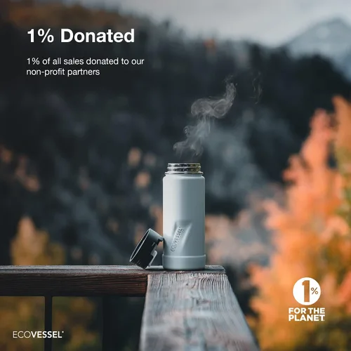Vista 6 de EcoVessel PERK Trimax - Botella de viaje de acero inoxidable con aislamiento al vacío para café y té con botón de bloqueo superior, vaso de café