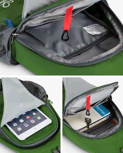 Vista 10 de Waterfly - Mochila cruzada tipo bandolera para viajes y caminatas, bolsa de pecho, Gris, talla única