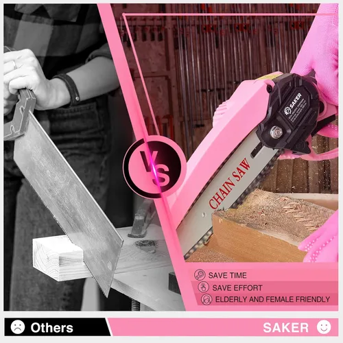 Vista 6 de Saker - Mini motosierra eléctrica y portátil de 6 pulgadas, para podar ramas de árboles, usar en hogar y jardín