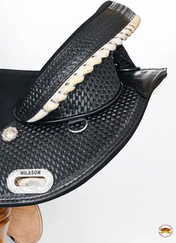 Vista 6 de HILASON Western Horse Trail Barrel Racing American Leather Saddle Treeless for Horses Negro