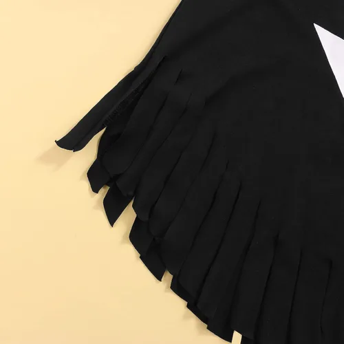 Vista 3 de Disfraz unisex de fantasma de Halloween para niños pequeños, poncho con capucha, capa de sombrero, manta de cosplay