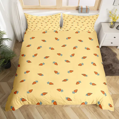Vista 6 de Feelyou juego de funda de edredón y fundas de almohada de microfibra de poliéster suave para niños y niñas, diseño de mariposas, piñas, ciervos