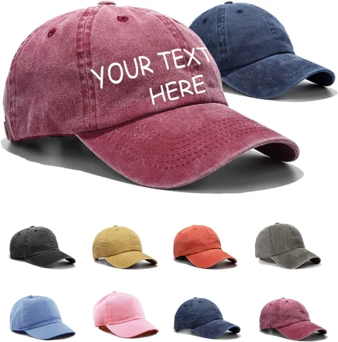 Vista 12 de Gorra de béisbol bordada personalizada, tu propio texto, sombreros personalizados para papá