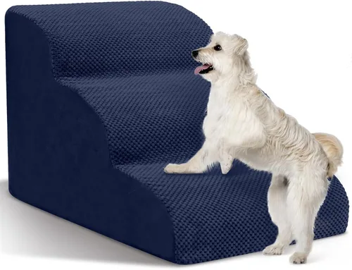 Vista 14 de Escaleras para Perros para Perros Pequeños - Rampa de Espuma de Alta Densidad, Pasos Extra Anchos para Mascotas con Fondo Antideslizante para Camas