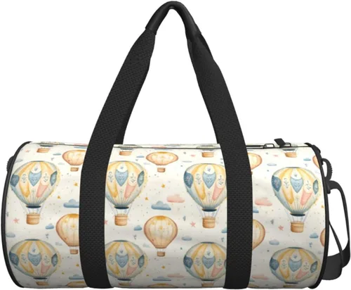 Vista 7 de Large Duffle Bag for Travel - Retro Hot Air Balloon A Print Gym Bag for Women Men, Travel Foldable Bags for Women Men with Zippered Multiple Pockets
