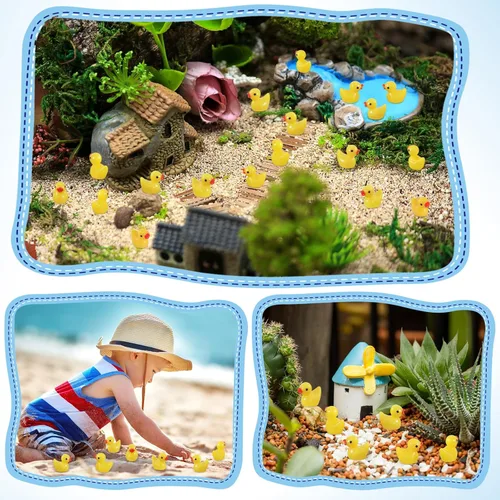 Vista 6 de GADIEDIE 130 Piezas Mini Patos de Resina, Figuras en Miniatura Pato de Jardín de Hadas, Pequeño Pato de Resina para el Hogar Esconder Juego