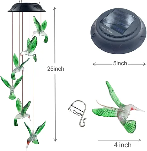 Vista 7 de Campanillas solares de colibrí, regalos de cumpleaños únicos para mujeres/mamá/abuela, mejores ideas de jardinería
