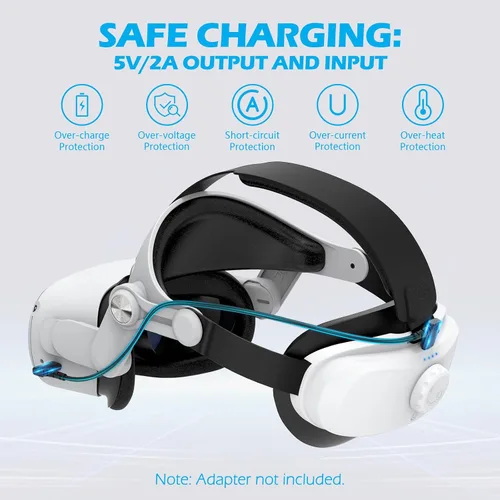Vista 3 de YOGES Battery Head Strap Compatible with Oculus Quest 2 Accessories, Rechargable Adjustable Headstrap for VR Headset Compatible with Meta Quest 2