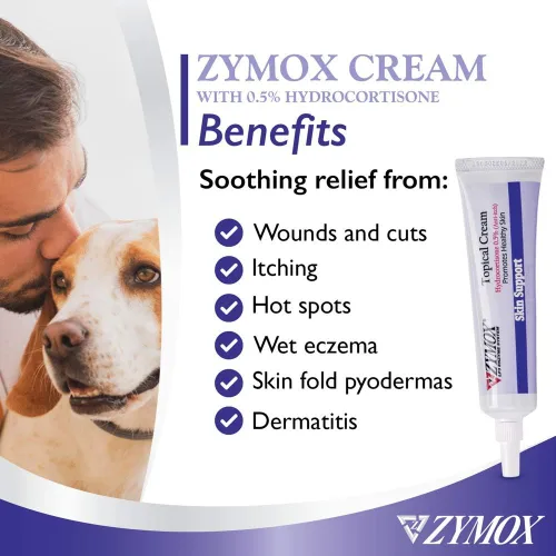 Vista 10 de Zymox Crema tópica con hidrocortisona al 0.5% para perros y gatos, 1oz