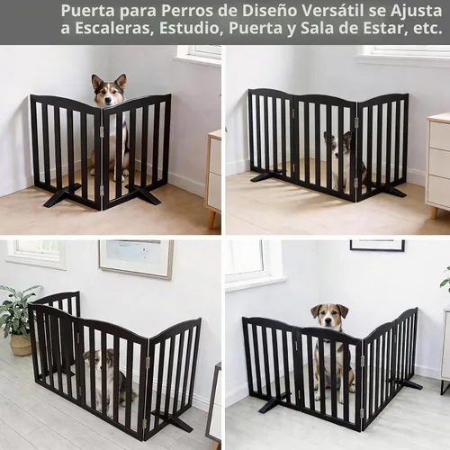 Vista 4 de Puerta Independiente para Perros para Interiores, Puerta para Perros Plegable, Puertas para Mascotas para Entradas, Escaleras o Pasillos, Puerta