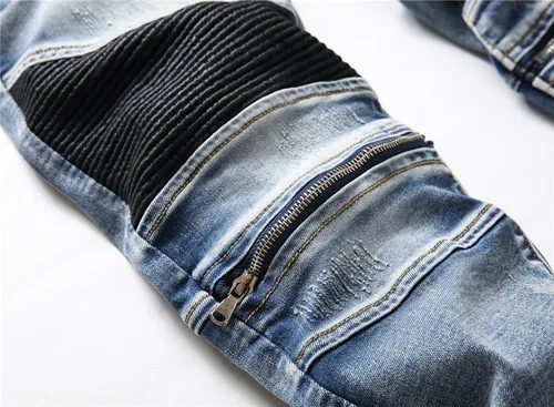 Vista 5 de AITITIA Jeans de corte recto lavado con cremallera para hombre