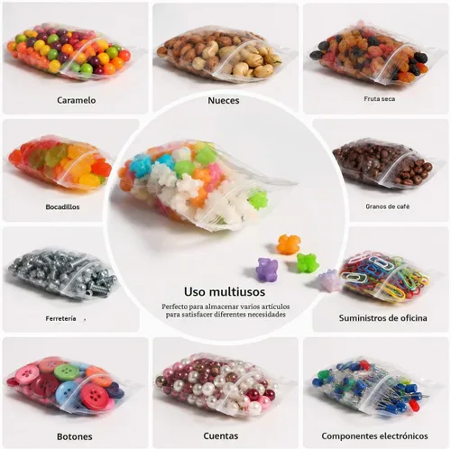 Vista 3 de 500 piezas de mini bolsas con cremallera de 2 x 2 pulgadas Bolsas pequeñas con cremallera Bolsa de plástico pequeña Bolsa para joyas