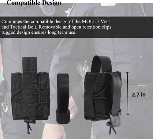 Vista 4 de Funda para esposas, funda para esposas con parte superior abierta, bolsa de brazalete de aplicación de la ley para cinturón de servicio/chaleco